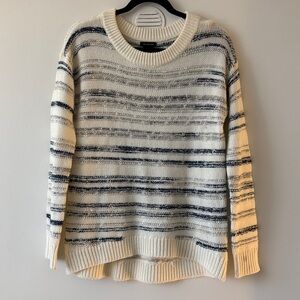 Calvin Klein Jeans White and Blue Striped Sweater